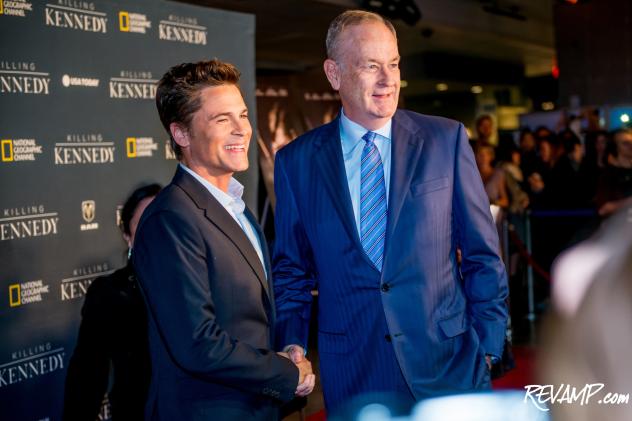 Rob Lowe and Bill O'Reilly walk the red carpet together during the world premiere of 'Killing Kennedy' on Monday evening.